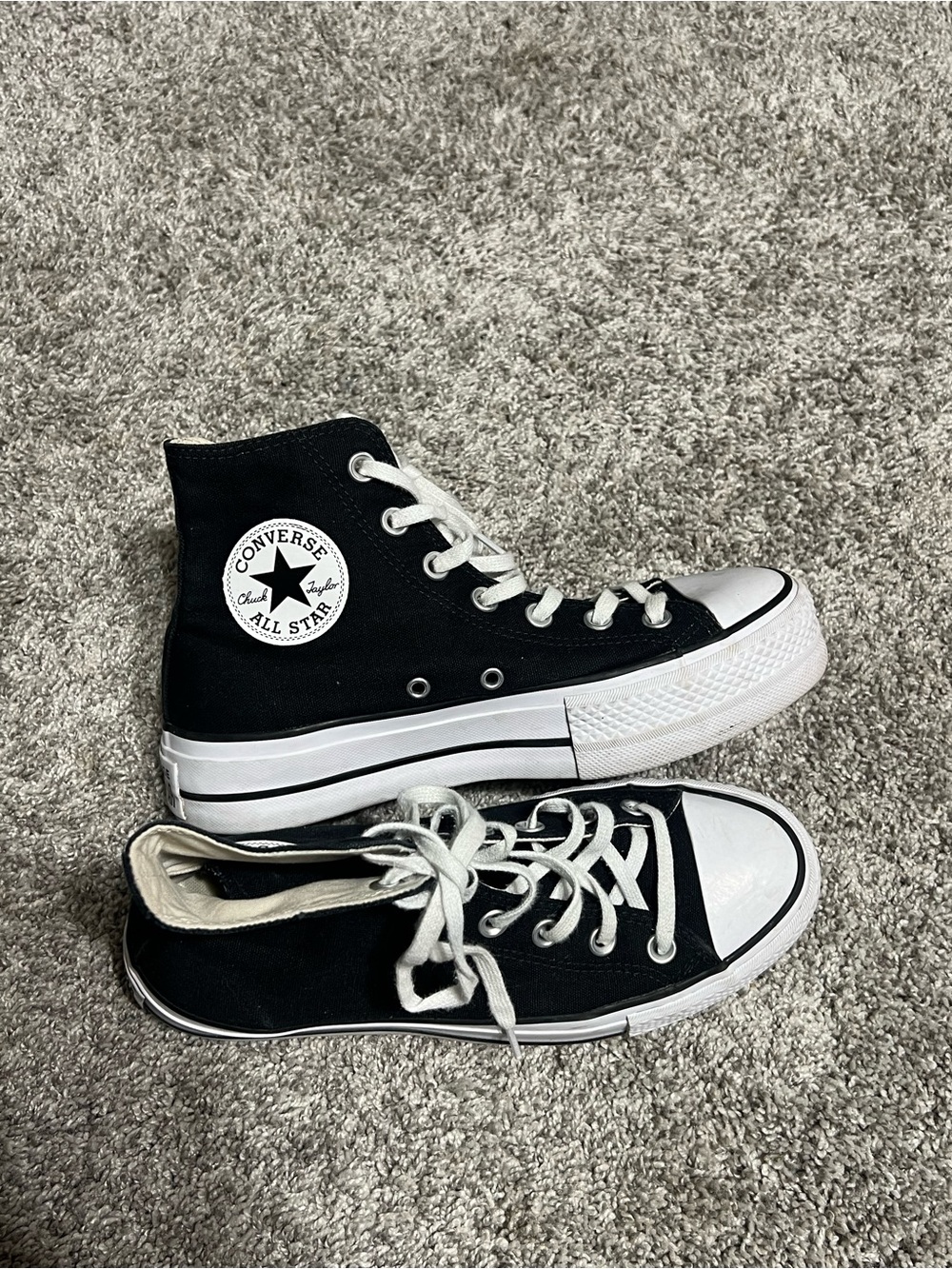 Converse Black & White High-Top Chuck Taylor Platform Sneakers